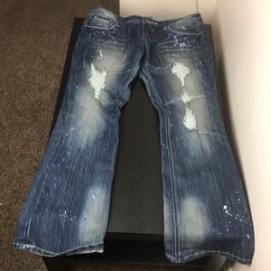 Paint Splattered bootleg jeans